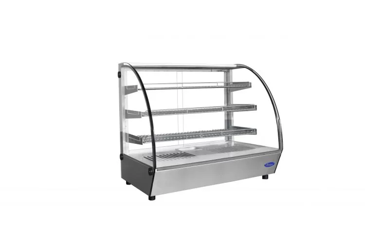 Countertop Heated Display Case - Curved, 4.4 Cu Ft w/ 3 SS Shelves w/ 2 Rear Sliding Glass Doors - Image 2