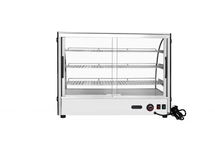 Countertop Heated Display Case - Curved, 5.6 Cu Ft w/ 3 SS Shelves w/ 2 Rear Sliding Glass Doors - Image 4