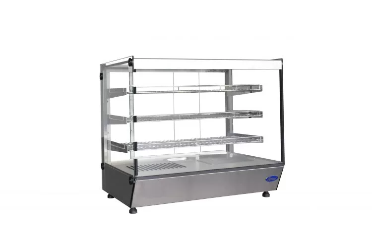 Countertop Heated Display Case - Square, 5.3 Cu Ft w/ 3 SS Shelves w/ 2 Rear Sliding Glass Doors - Image 2
