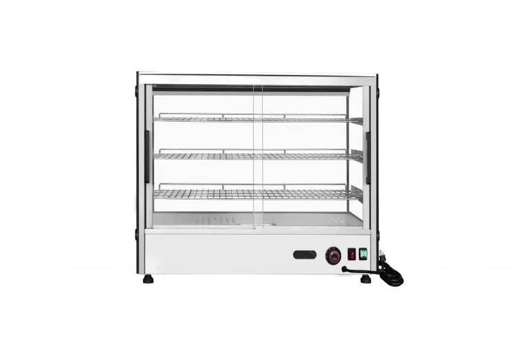 Countertop Heated Display Case - Square, 5.3 Cu Ft w/ 3 SS Shelves w/ 2 Rear Sliding Glass Doors - Image 4