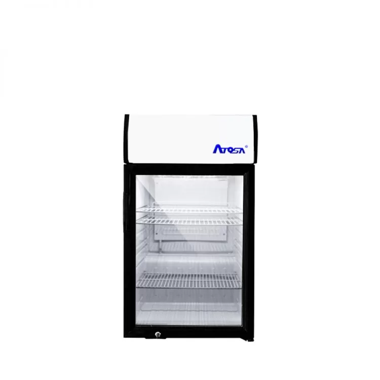 Compact Countertop Merchandiser, 3 Cu Ft with Display Panel