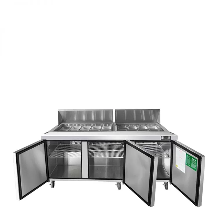 72'' Sandwich Prep. Table with 18 S/S Pans - Image 2
