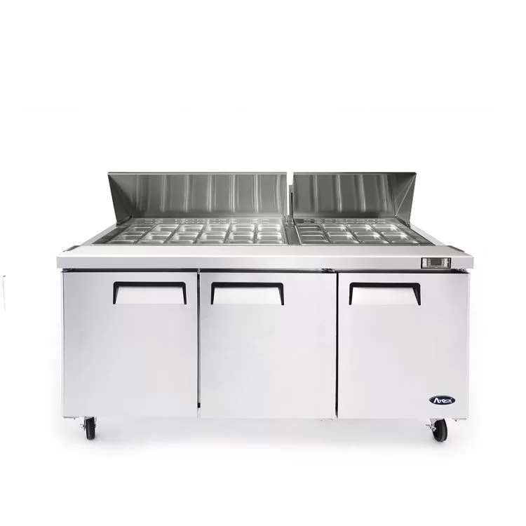72'' Mega top Sandwich Prep. Table with 30 S/S Pans - Image 4