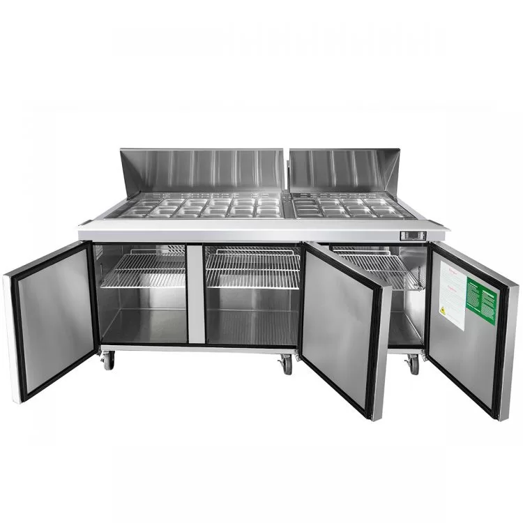 72'' Mega top Sandwich Prep. Table with 30 S/S Pans - Image 3