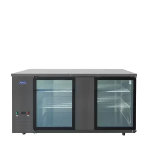 69" Back Bar Cooler w/ Glass Door Shallow Depth (Black Exterior)